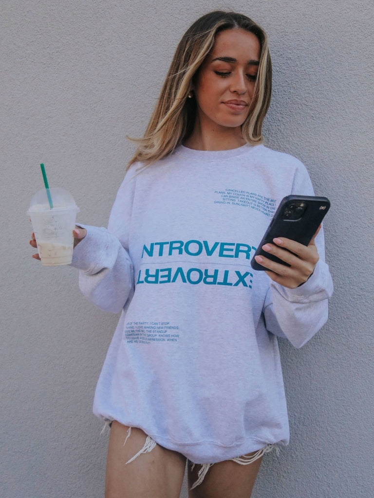 Introvert Extrovert GREY Sweatshirt - Pepper & Pearl Boutique