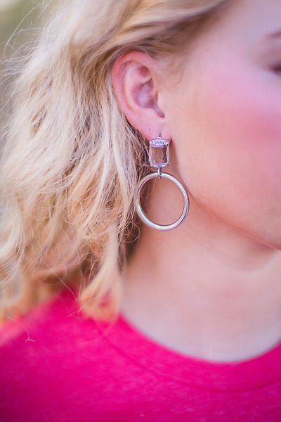 Rhinestone Hoop Earrings - Pepper & Pearl Boutique