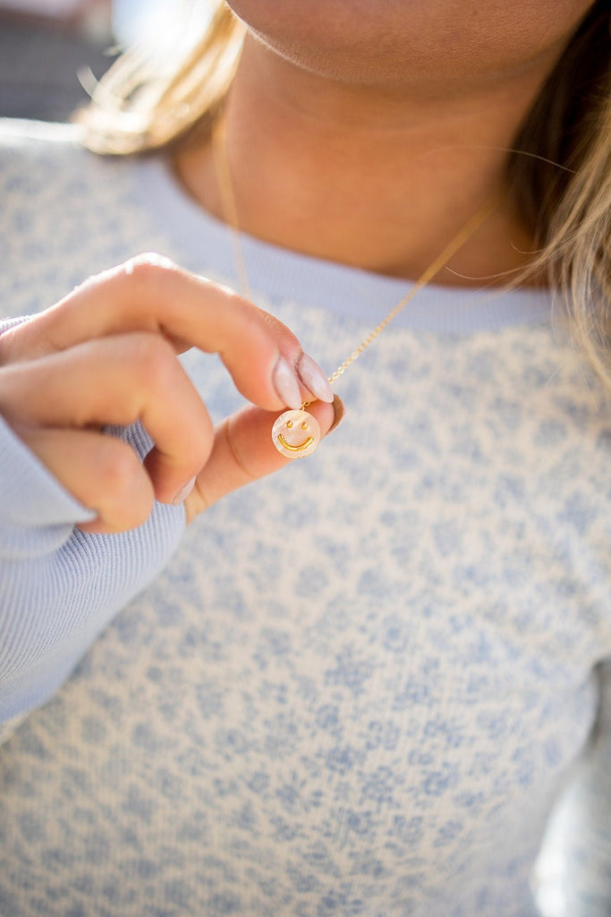 18K Gold Smiley Face Necklace - Pepper & Pearl Boutique