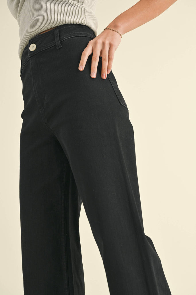 Straight Wide Leg Denim Pants - Pepper & Pearl Boutique