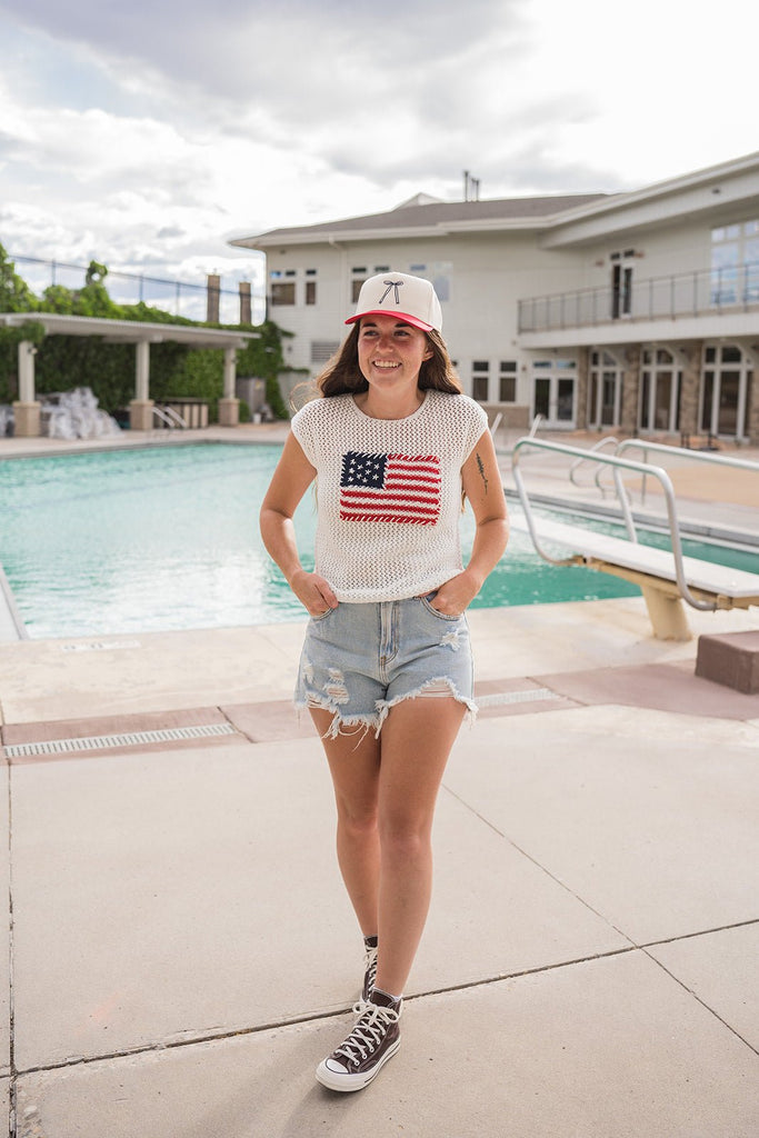 American Flag Knit Top - Pepper & Pearl Boutique