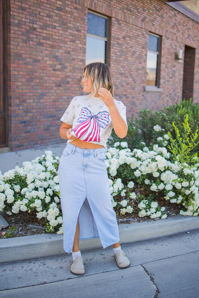 Americana Bow Tee - Pepper & Pearl Boutique