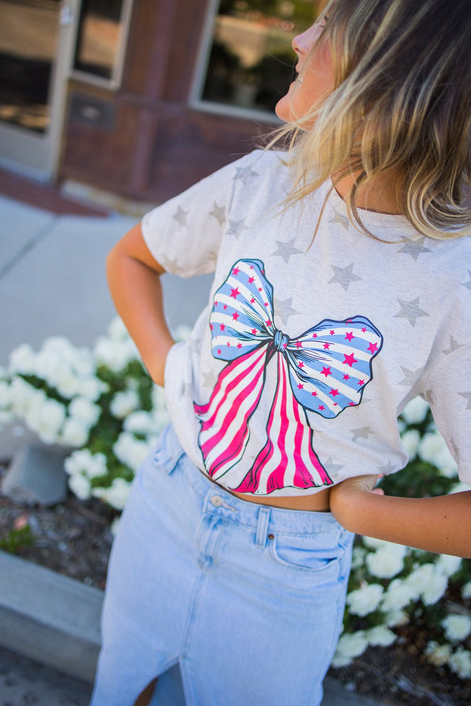 Americana Bow Tee - Pepper & Pearl Boutique