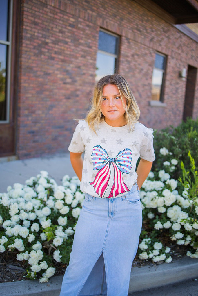 Americana Bow Tee - Pepper & Pearl Boutique