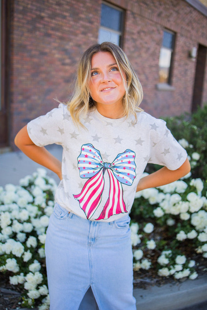 Americana Bow Tee - Pepper & Pearl Boutique