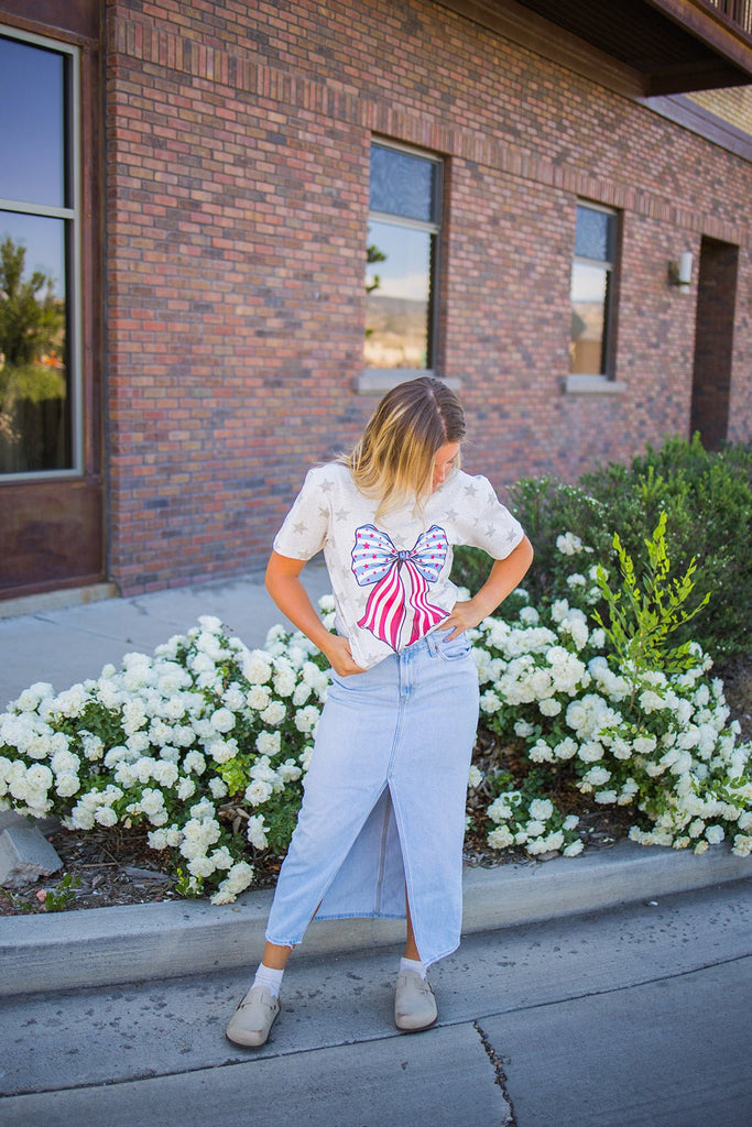 Americana Bow Tee - Pepper & Pearl Boutique