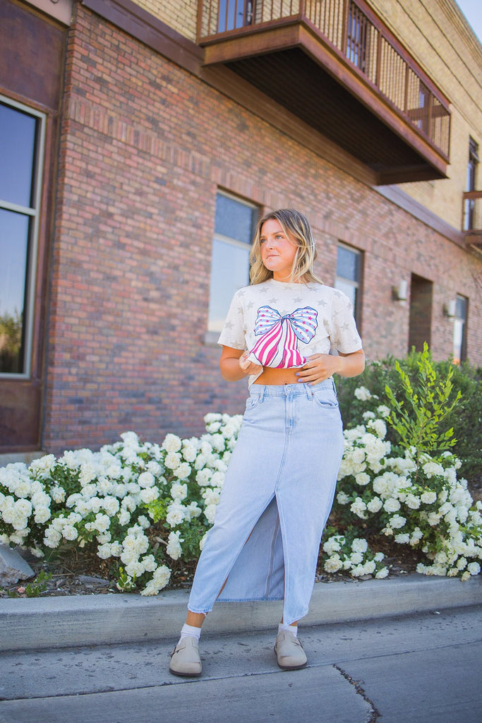 Americana Bow Tee - Pepper & Pearl Boutique