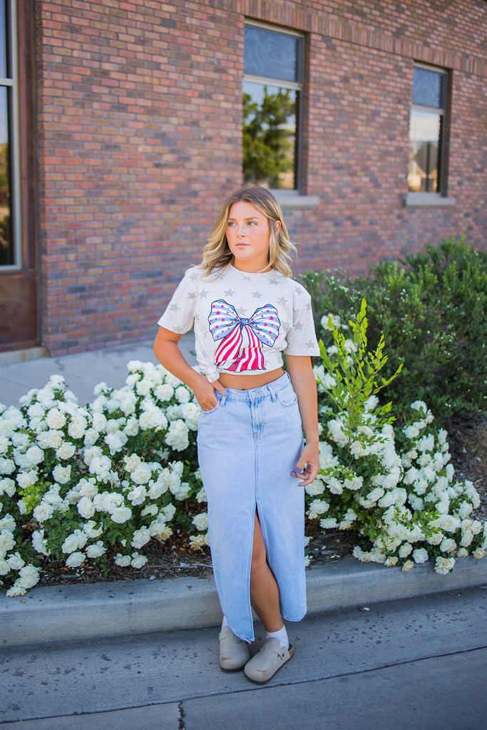 Americana Bow Tee - Pepper & Pearl Boutique