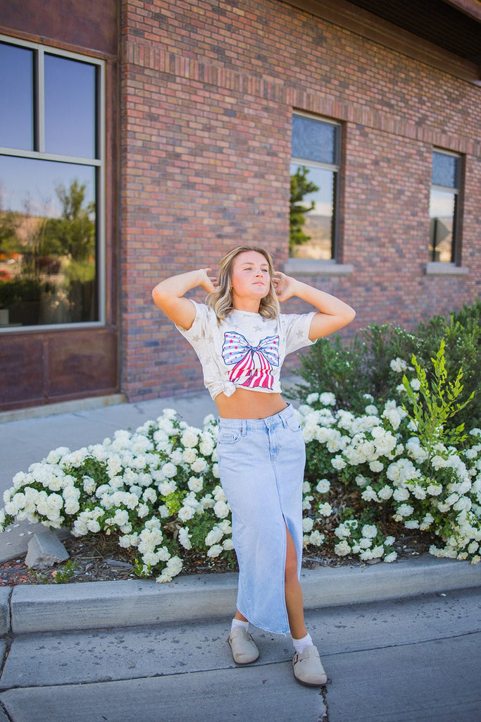 Americana Bow Tee - Pepper & Pearl Boutique