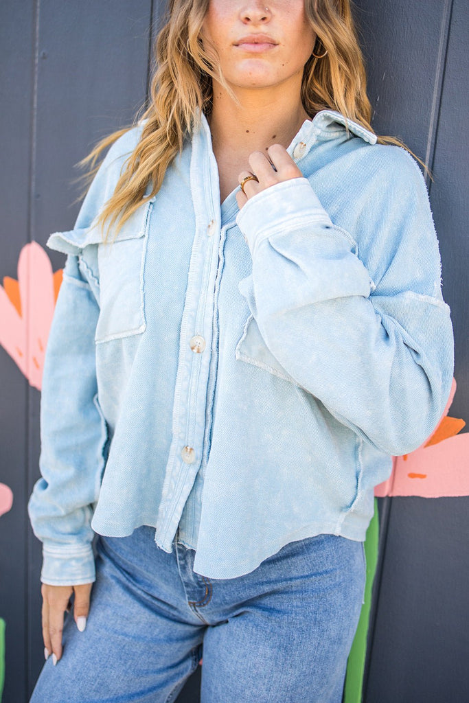 Baby Blues Shacket - Pepper & Pearl Boutique