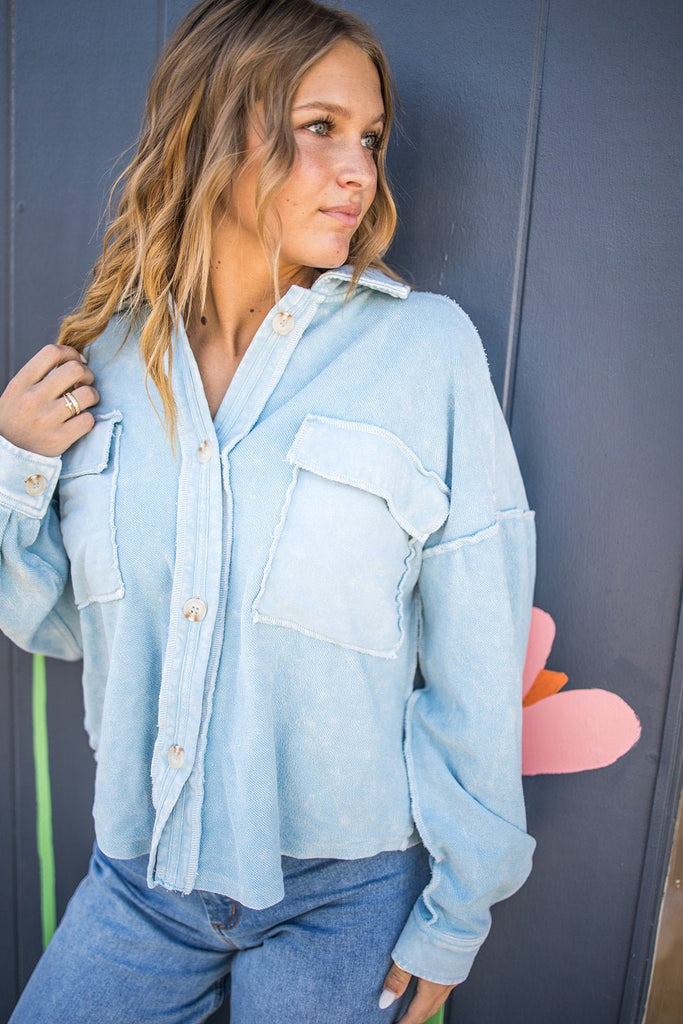 Baby Blues Shacket - Pepper & Pearl Boutique