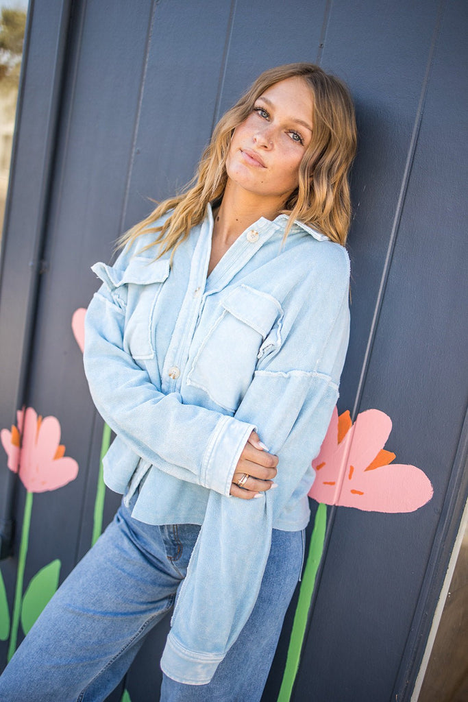 Baby Blues Shacket - Pepper & Pearl Boutique