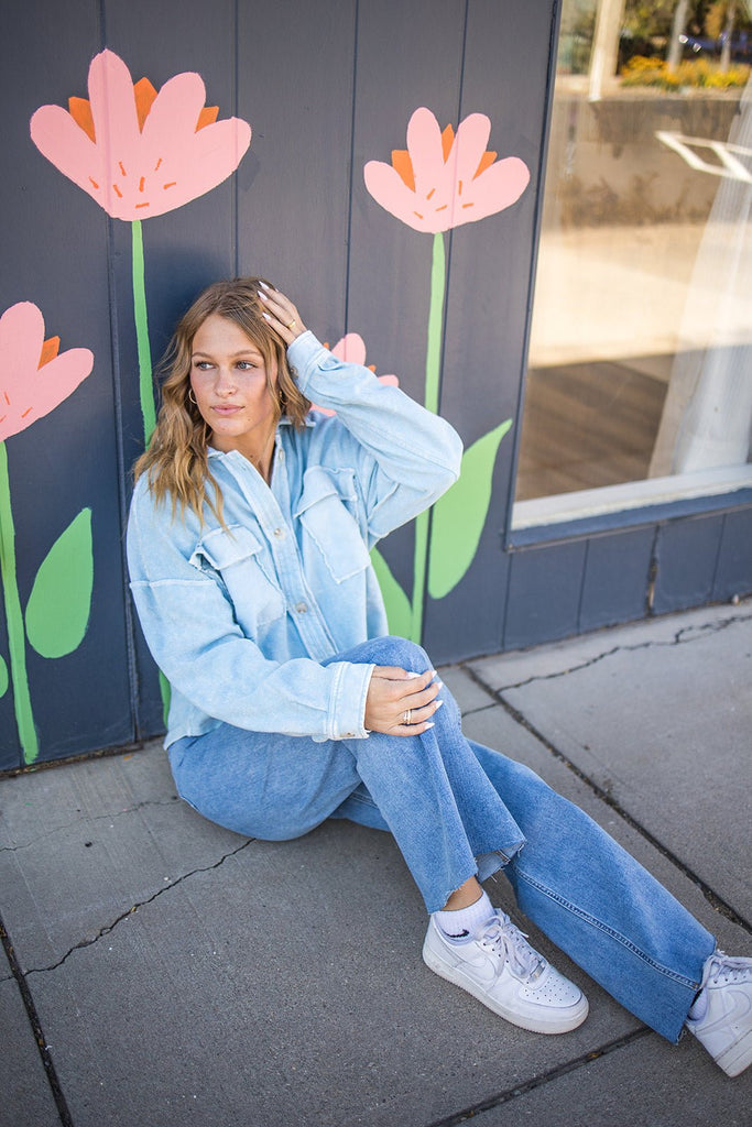 Baby Blues Shacket - Pepper & Pearl Boutique