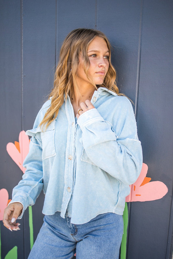 Baby Blues Shacket - Pepper & Pearl Boutique