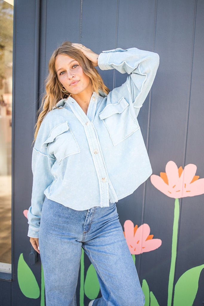 Baby Blues Shacket - Pepper & Pearl Boutique