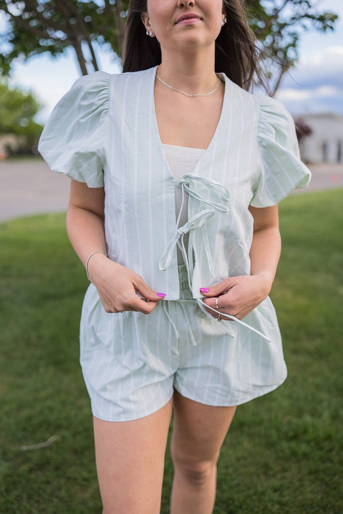 Birdie Tie Front Top - Pepper & Pearl Boutique