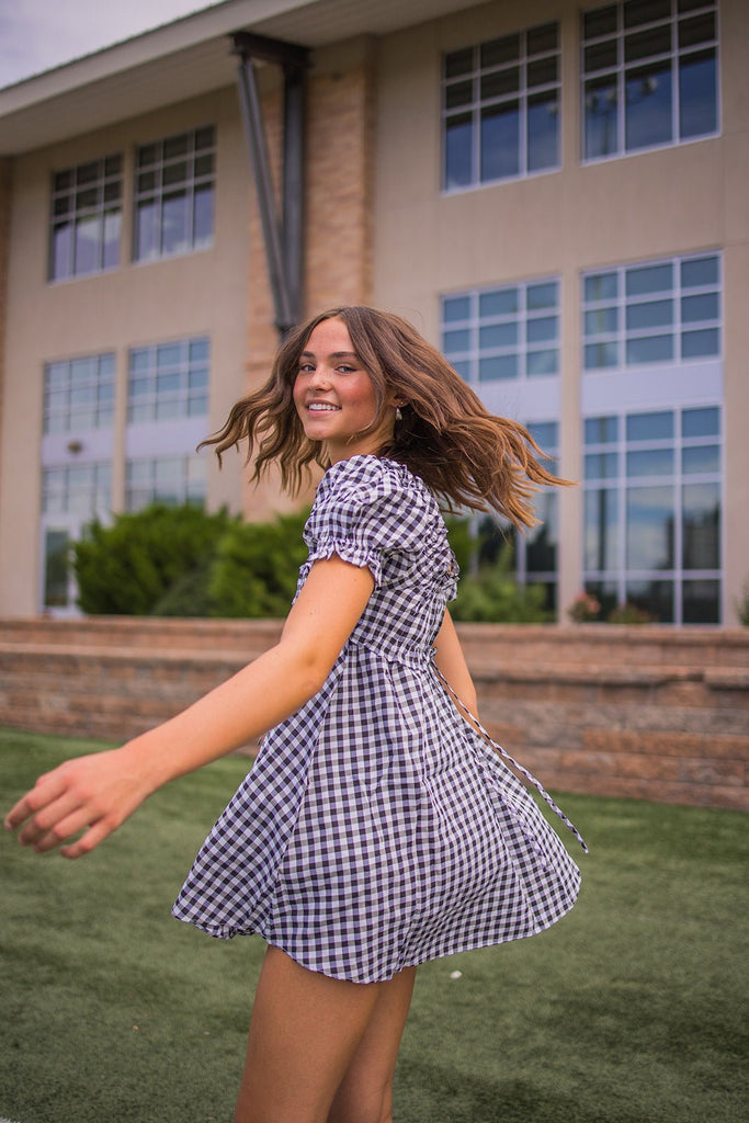 Black Plaid Milkmaid Dress - Pepper & Pearl Boutique