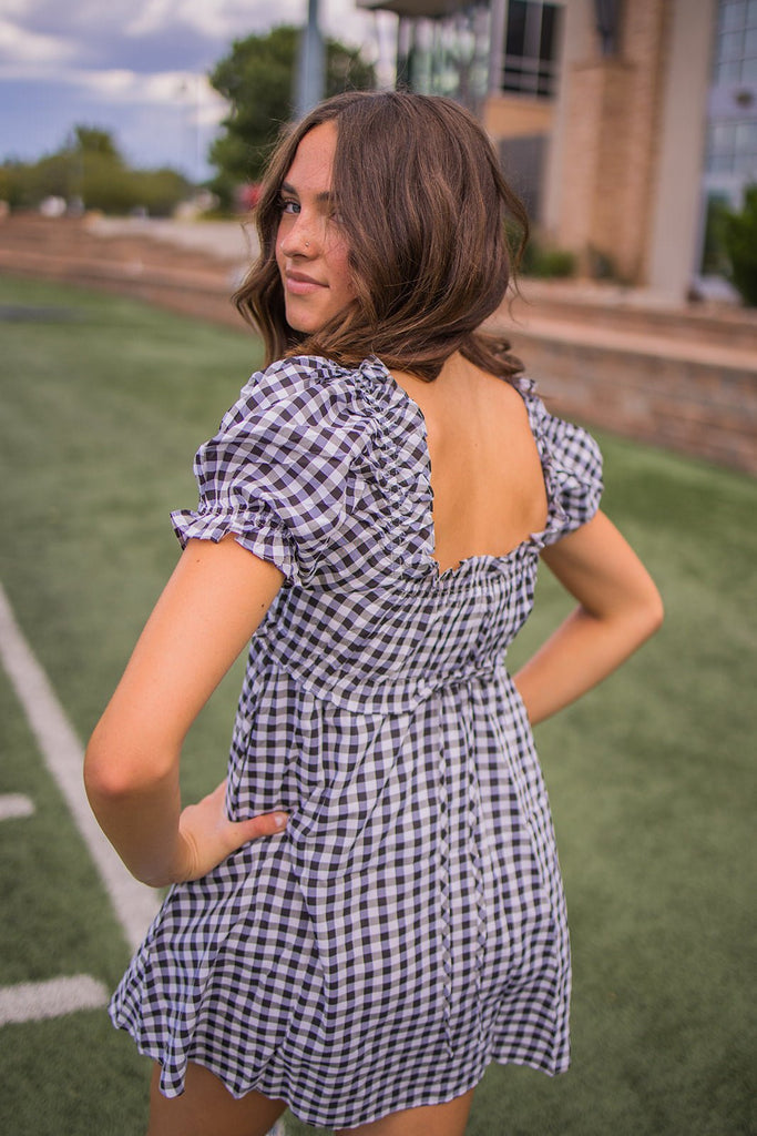 Black Plaid Milkmaid Dress - Pepper & Pearl Boutique