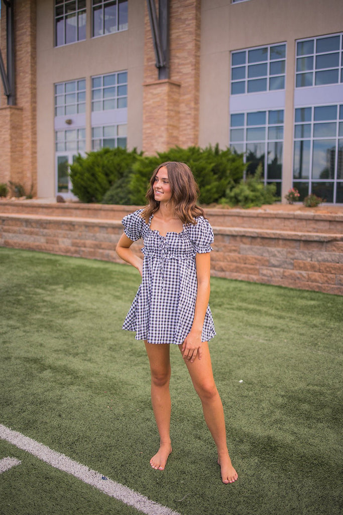 Black Plaid Milkmaid Dress - Pepper & Pearl Boutique