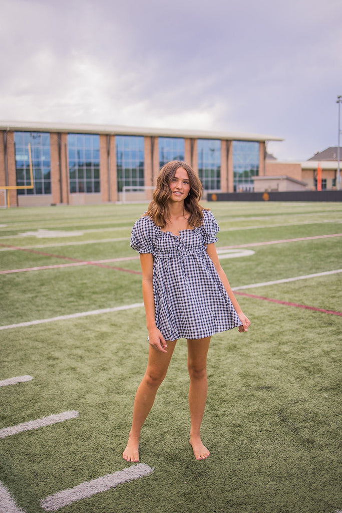 Black Plaid Milkmaid Dress - Pepper & Pearl Boutique