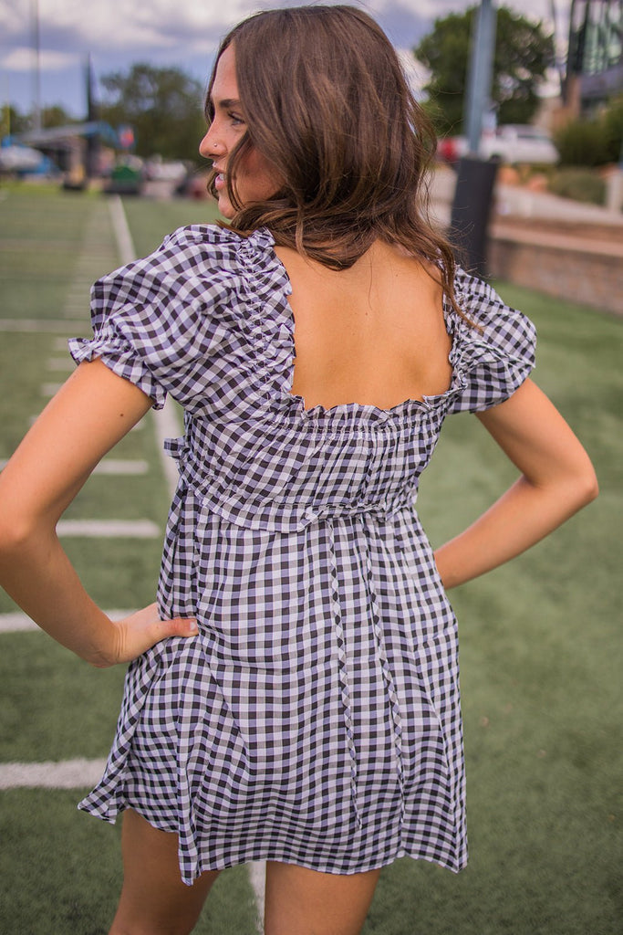 Black Plaid Milkmaid Dress - Pepper & Pearl Boutique