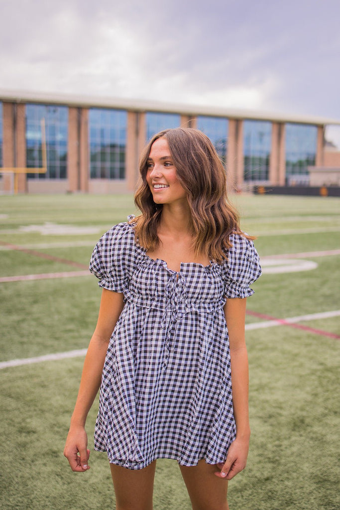 Black Plaid Milkmaid Dress - Pepper & Pearl Boutique