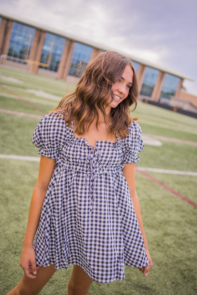 Black Plaid Milkmaid Dress - Pepper & Pearl Boutique