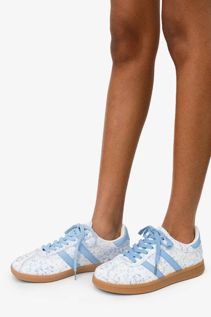 Blue Floral Sneakers - Pepper & Pearl Boutique