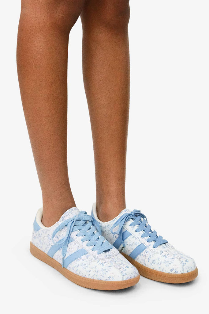 Blue Floral Sneakers - Pepper & Pearl Boutique