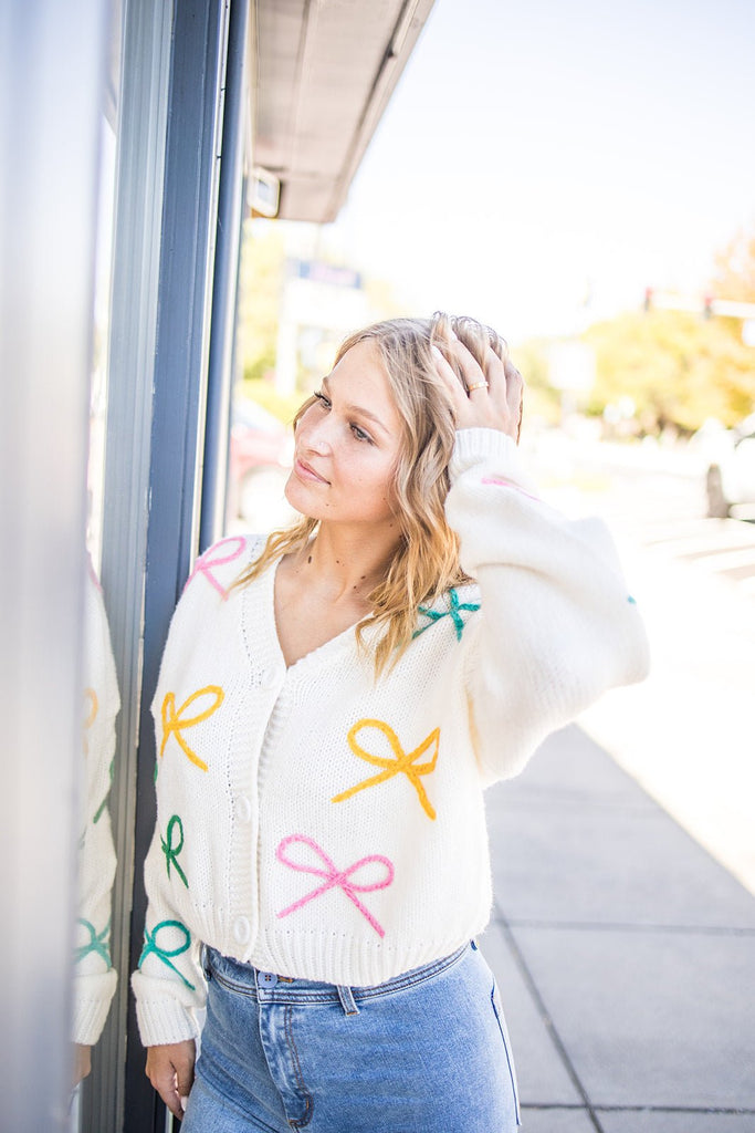 Bow Cardigan - Pepper & Pearl Boutique