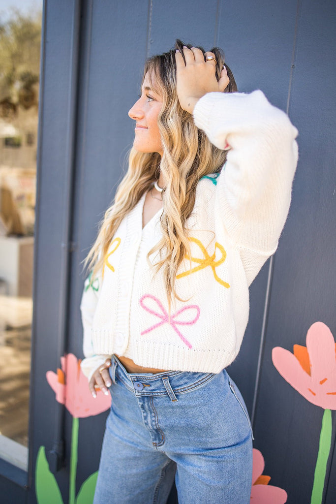 Bow Cardigan - Pepper & Pearl Boutique