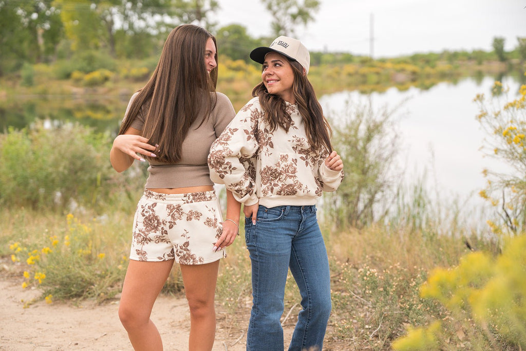 Chocolate Floral Sweatshirt - Pepper & Pearl Boutique