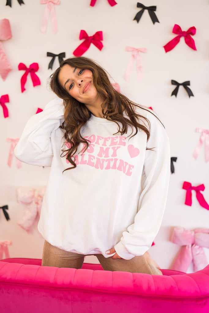 Coffee Is My Valentine Crewneck Sweatshirt - Pepper & Pearl Boutique