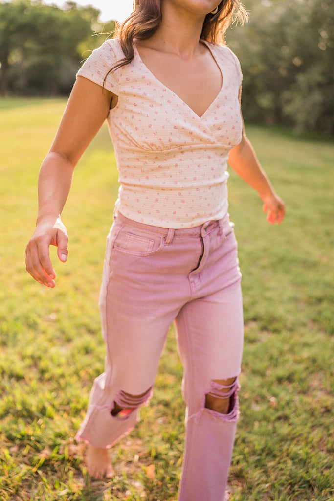 Ditsy Floral Wrap Top - Pepper & Pearl Boutique