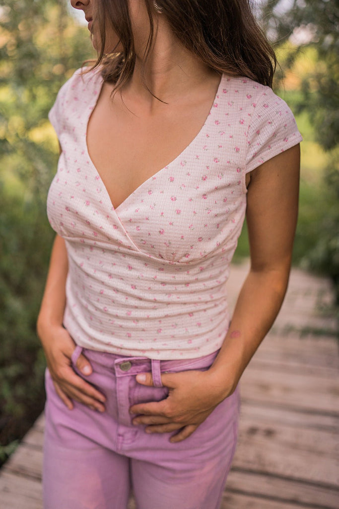 Ditsy Floral Wrap Top - Pepper & Pearl Boutique