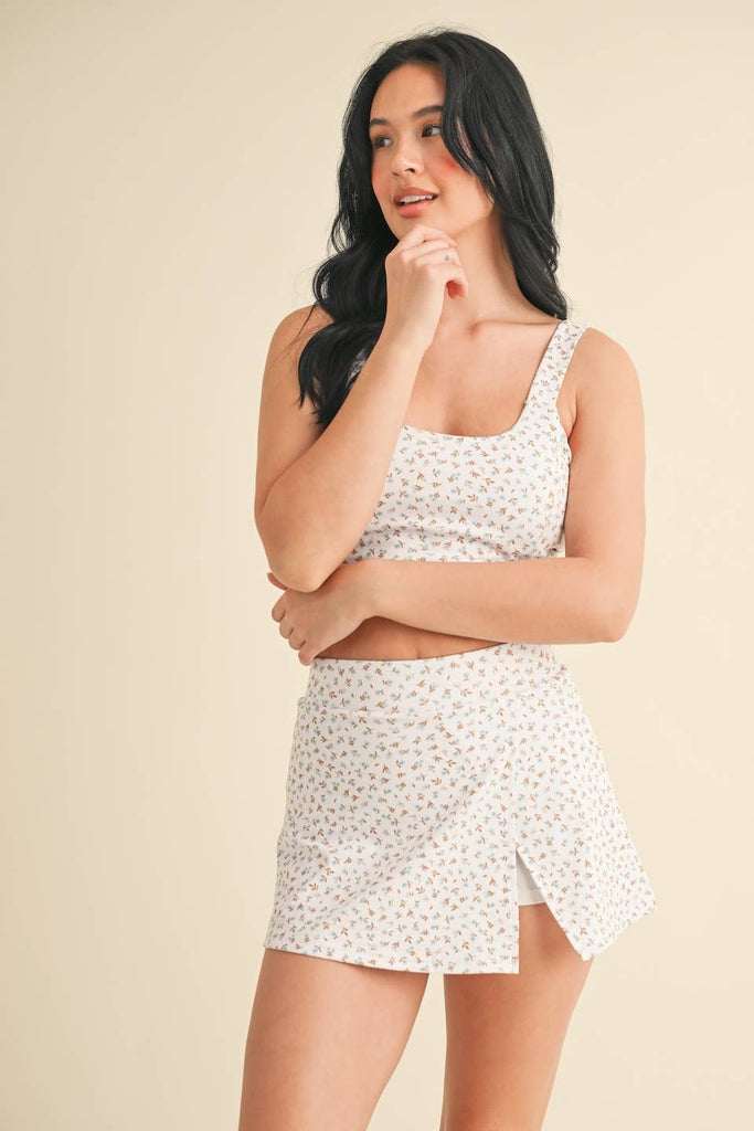 Ditsy Print Twist Back Tank - Pepper & Pearl Boutique