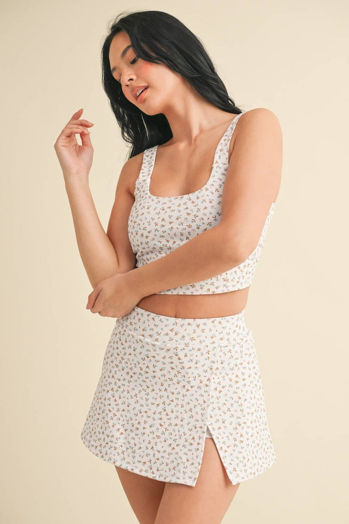 Ditsy Print Twist Back Tank - Pepper & Pearl Boutique