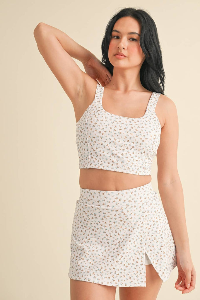 Ditsy Print Twist Back Tank - Pepper & Pearl Boutique