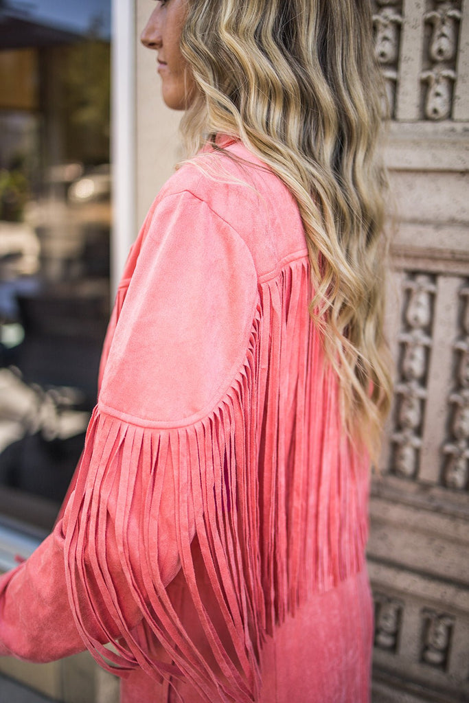 Dutton Coral Fringe Jacket - Pepper & Pearl Boutique