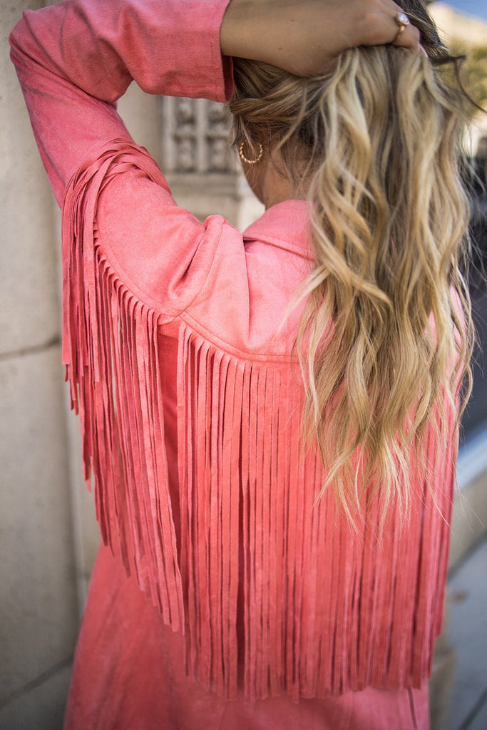 Dutton Coral Fringe Jacket - Pepper & Pearl Boutique