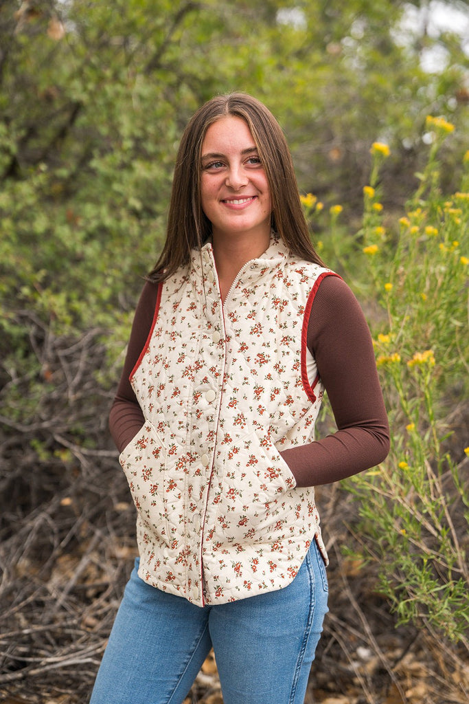 Floral Quilted Vest - Pepper & Pearl Boutique