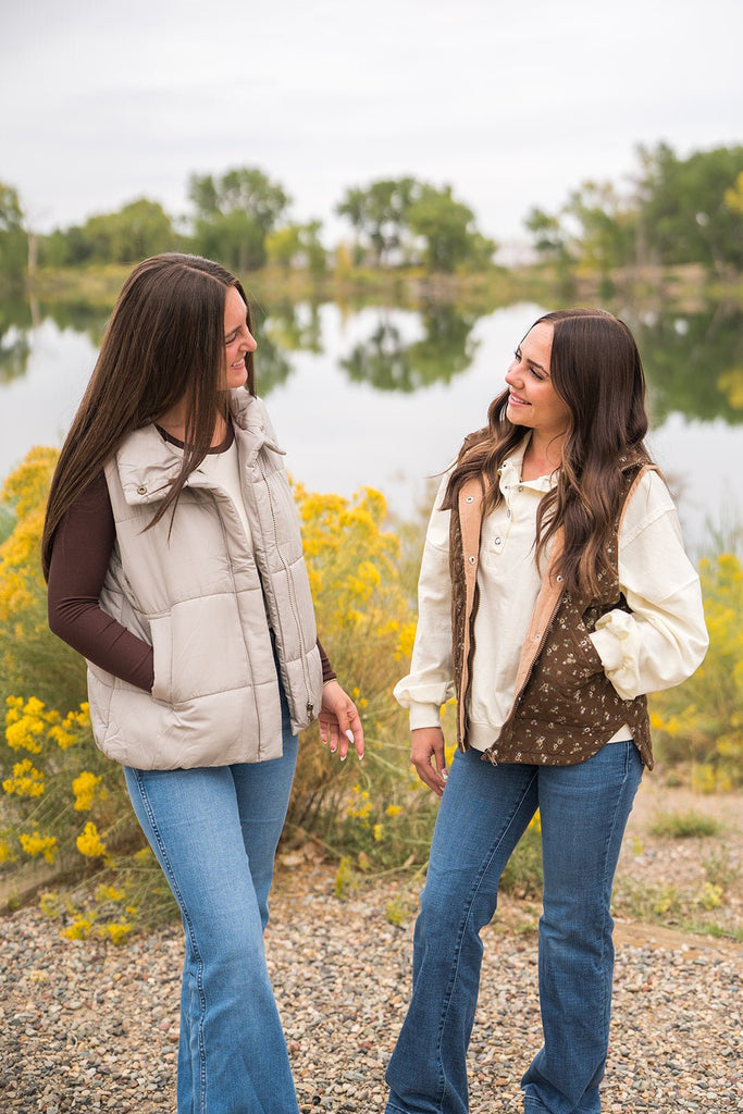 Floral Quilted Vest - Pepper & Pearl Boutique