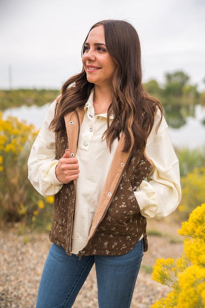 Floral Quilted Vest - Pepper & Pearl Boutique