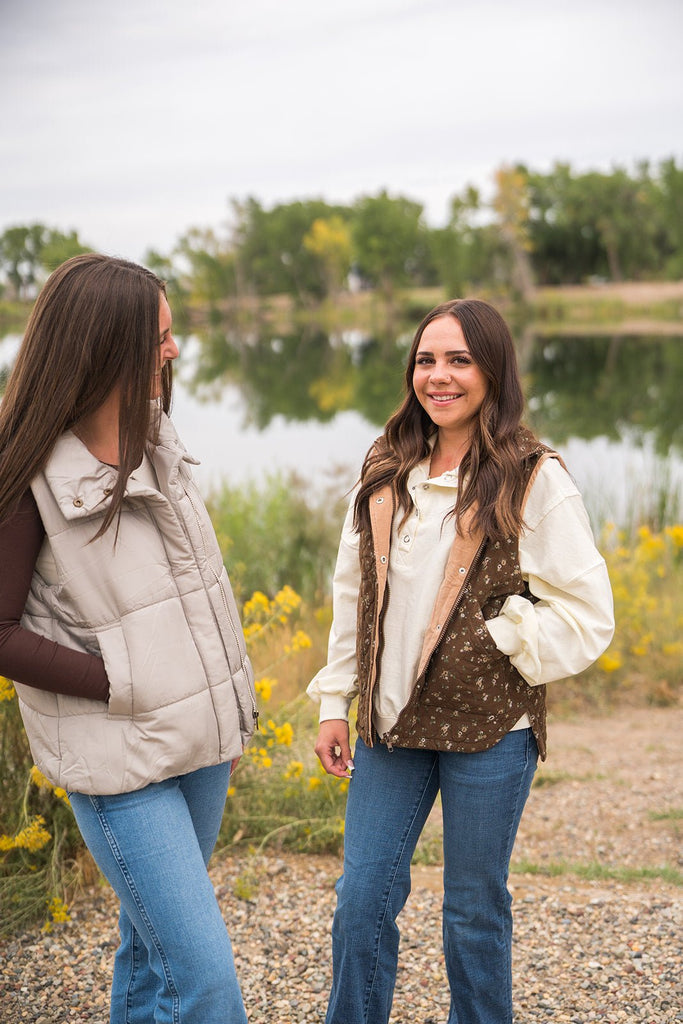 Floral Quilted Vest - Pepper & Pearl Boutique