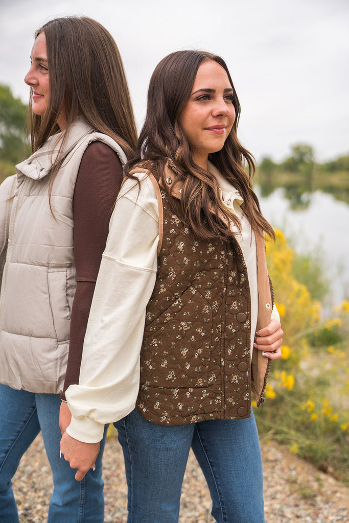 Floral Quilted Vest - Pepper & Pearl Boutique