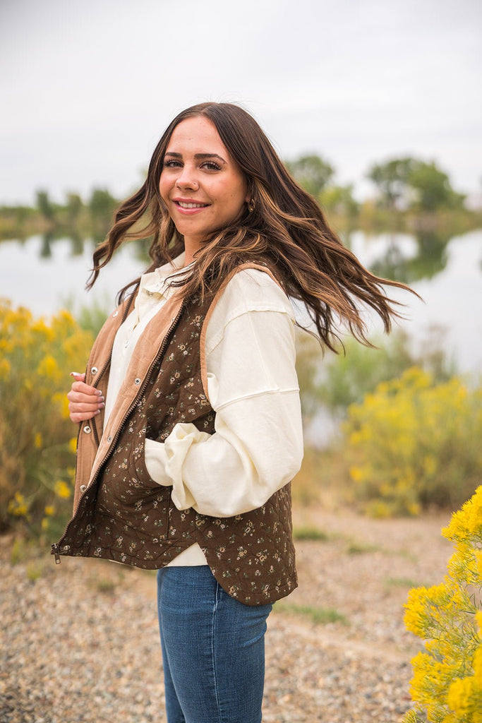 Floral Quilted Vest - Pepper & Pearl Boutique