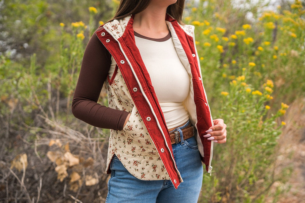 Floral Quilted Vest - Pepper & Pearl Boutique