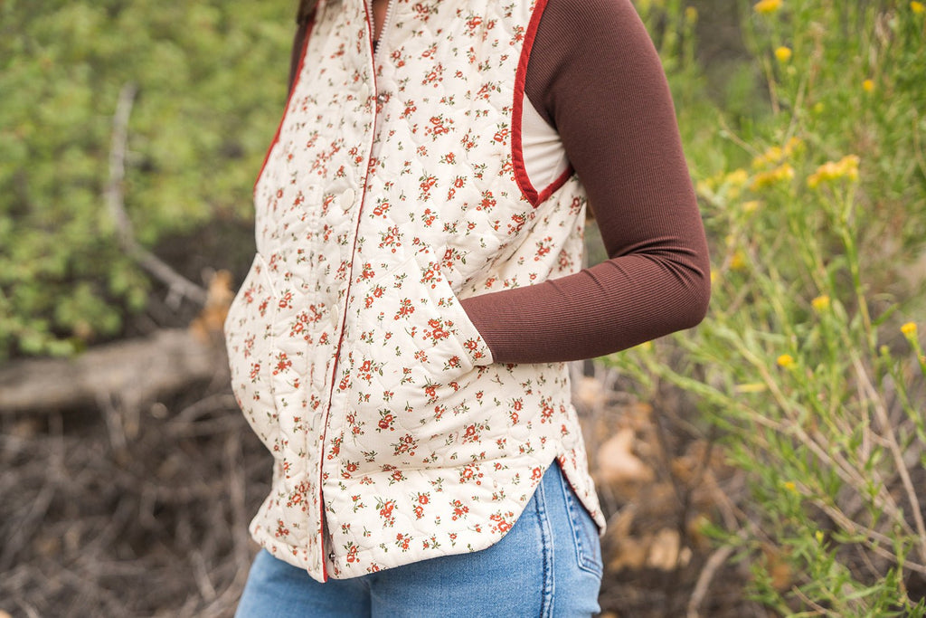 Floral Quilted Vest - Pepper & Pearl Boutique