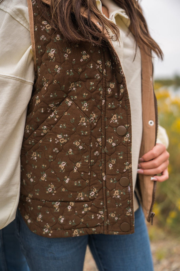 Floral Quilted Vest - Pepper & Pearl Boutique