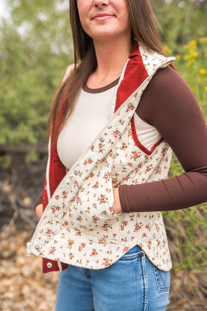 Floral Quilted Vest - Pepper & Pearl Boutique